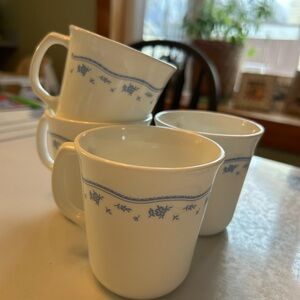 Corningware White and Blue Ceramic Coffee Cups